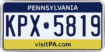 PA license plate KPX5819