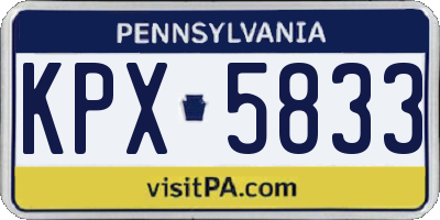PA license plate KPX5833