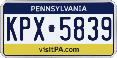 PA license plate KPX5839