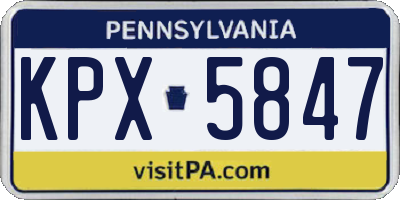PA license plate KPX5847