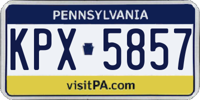 PA license plate KPX5857