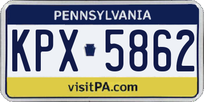PA license plate KPX5862