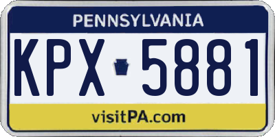 PA license plate KPX5881