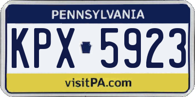 PA license plate KPX5923