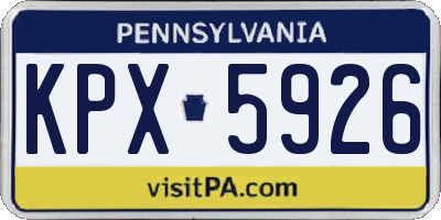 PA license plate KPX5926