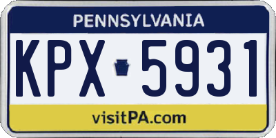 PA license plate KPX5931