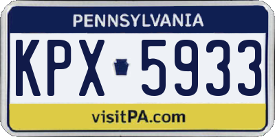 PA license plate KPX5933