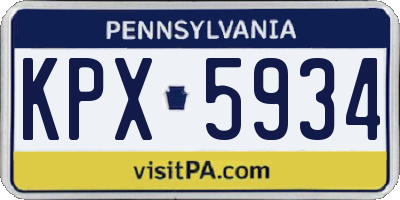 PA license plate KPX5934