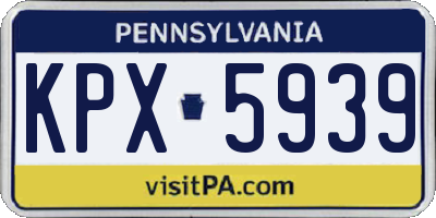 PA license plate KPX5939