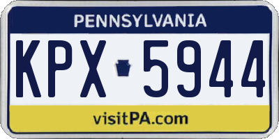 PA license plate KPX5944