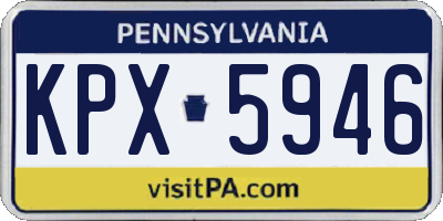 PA license plate KPX5946