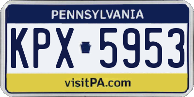 PA license plate KPX5953