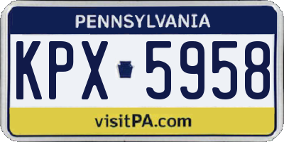 PA license plate KPX5958