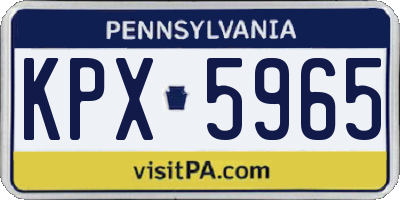 PA license plate KPX5965