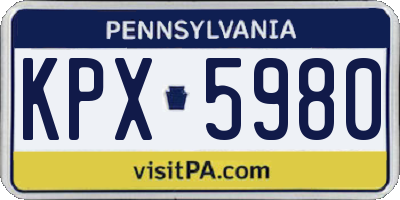 PA license plate KPX5980