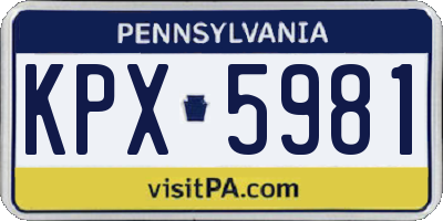 PA license plate KPX5981