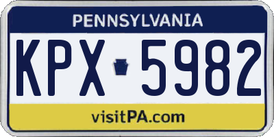 PA license plate KPX5982