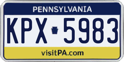 PA license plate KPX5983