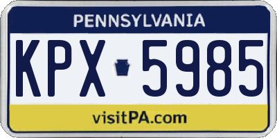 PA license plate KPX5985