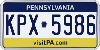 PA license plate KPX5986