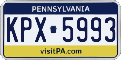 PA license plate KPX5993