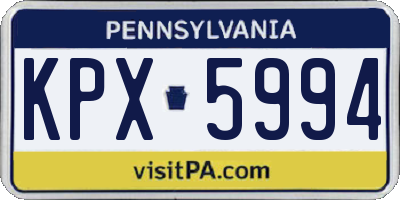 PA license plate KPX5994