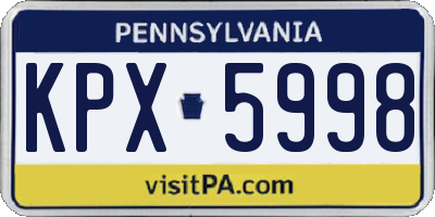 PA license plate KPX5998