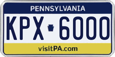 PA license plate KPX6000