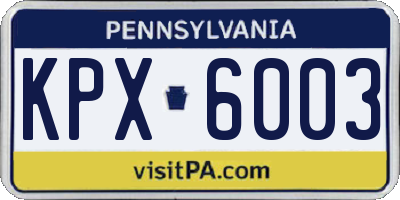 PA license plate KPX6003