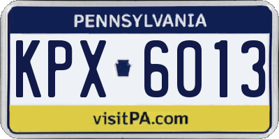 PA license plate KPX6013