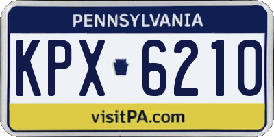 PA license plate KPX6210