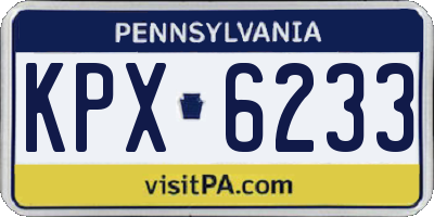 PA license plate KPX6233