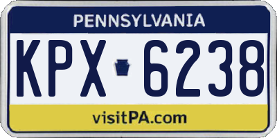 PA license plate KPX6238