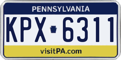 PA license plate KPX6311