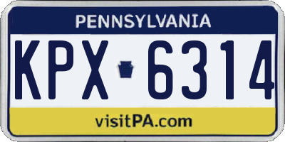 PA license plate KPX6314