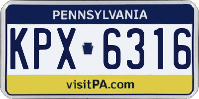 PA license plate KPX6316