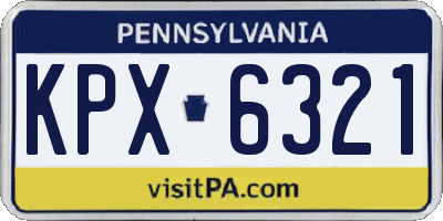 PA license plate KPX6321