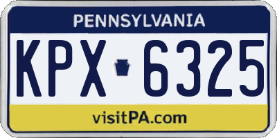 PA license plate KPX6325