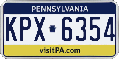 PA license plate KPX6354