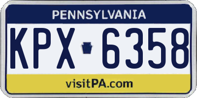 PA license plate KPX6358