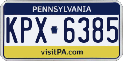PA license plate KPX6385