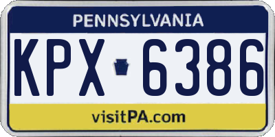 PA license plate KPX6386