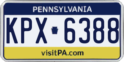 PA license plate KPX6388