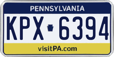 PA license plate KPX6394