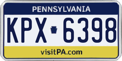 PA license plate KPX6398
