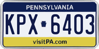 PA license plate KPX6403