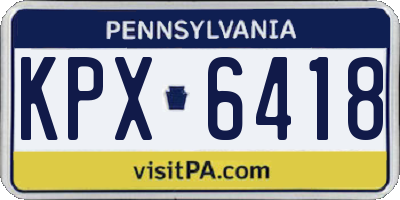 PA license plate KPX6418