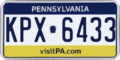 PA license plate KPX6433