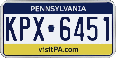 PA license plate KPX6451