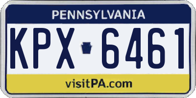 PA license plate KPX6461